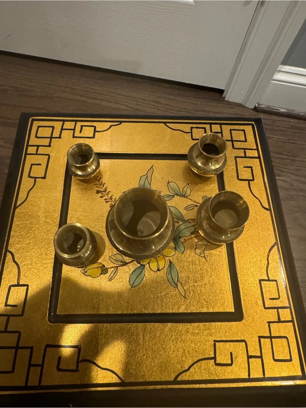 Vintage Brass 5-piece Minature Stacking Vessel Set Turkish Style